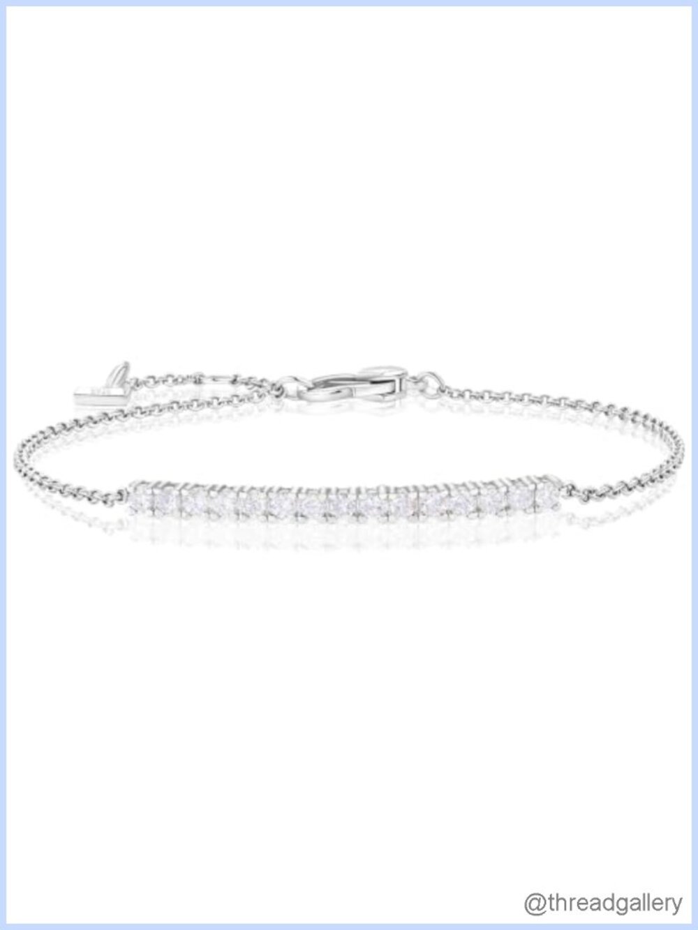 Lab Grown Diamond Tennis Bracelet 14K Gold Plated Silver Dainty Women Gift